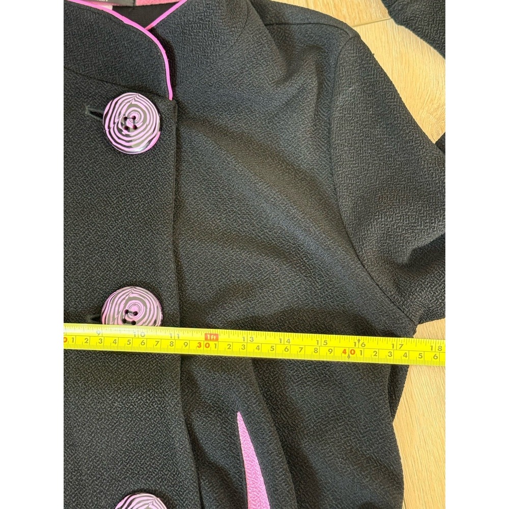 VINTAGE Song & Sung Jacket Cape Coat Shirt Pink & Black M ART To Wear Academia - Picture 4 of 5